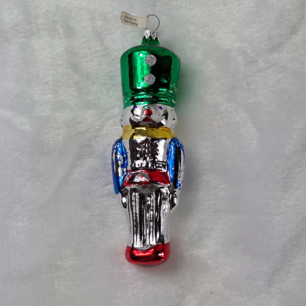 Vtg Nutcracker Toy Soldier Ornament Molded Mercury Glass Christmas Mouth Blown
